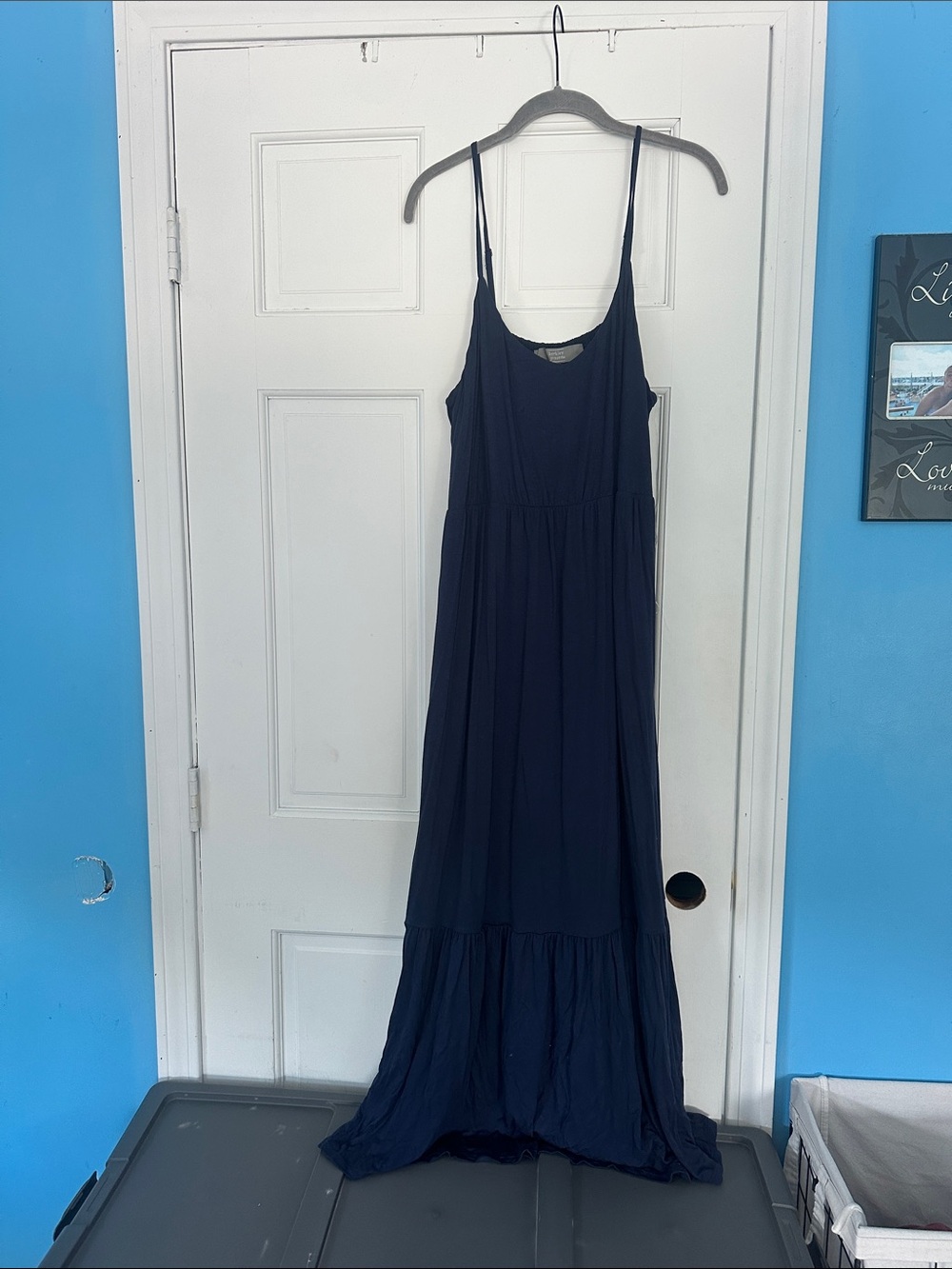Flowy Navy Maxi Dress with Spaghetti Straps